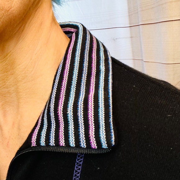 VINTAGE |•PETER POPOVITCH•| Soft Knit Full Zip Sparkle Striped Top - Picture 6 of 14